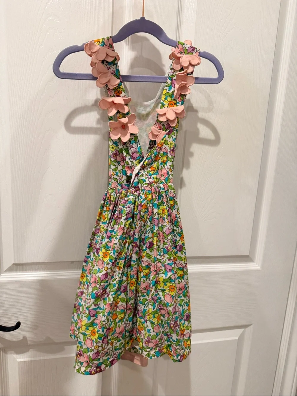 Mini Boden Cross-back Dress Soft Ivory Florabunda 5-6.